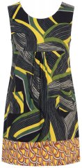 Ulla Popken 852329 Vestido de jersey às riscas Verde azeitona
