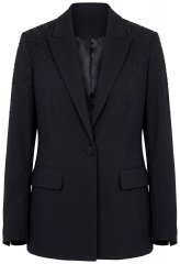 Ulla Popken 852498 Blazer de um botão com strass Preto