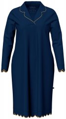 Ulla Popken 852526 Camisa de noite com gola de camisa Azul-marinho