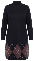 Ulla Popken 852597 Vestido de malha estampado com gola alta Preto