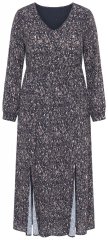 Ulla Popken 852606 Vestido comprido estampado Preto