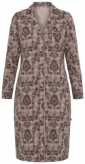 Ulla Popken 852653 Camisa de noite estampada com gola de camisa Castanho