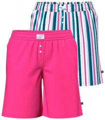 Ulla Popken 852752 Calções de pijama às riscas pack de 2 Rosa