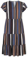 Ulla Popken 852771 Vestido às riscas com folhos Azul-marinho