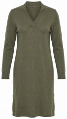 Ulla Popken 853077 Vestido de malha de manga comprida com decote em V Caqui