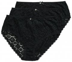 Ulla Popken 853495 Cuecas com flores pack de 3 Preto