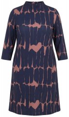 Ulla Popken 853590 Vestido de jersey estampado com manga 3/4 Azul-marinho