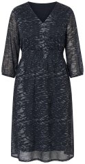 Ulla Popken 853620 Vestido midi com padrão animal e manga 3/4 Preto