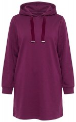 Ulla Popken 853652 Vestido de sweat de manga comprida com capuz Vermelho baga