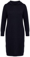 Ulla Popken 853669 Vestido de sweat de manga comprida com capuz Azul-marinho