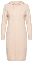 Ulla Popken 853669 Vestido de malha de manga comprida com capuz Bege