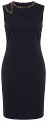 Ulla Popken 853766 Vestido justo sem mangas com strass Preto