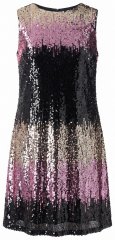 Ulla Popken 853768 Vestido de lantejoulas às riscas Preto