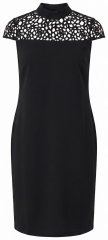 Ulla Popken 853808 Vestido de manga curta com gola alta Preto