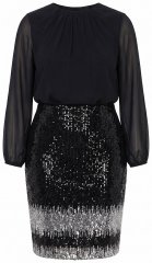 Ulla Popken 853810 Vestido de lantejoulas Preto