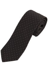 JP1880 853822 Gravata de seda às bolinhas extra-comprida Preto
