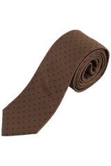 JP1880 853822 Gravata de seda às bolinhas extra-comprida Castanho escuro