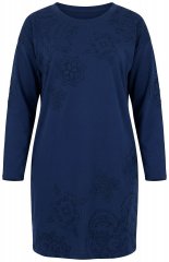 Ulla Popken 853877 Vestido de sweat floral Azul-marinho
