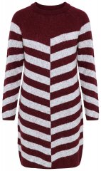 Ulla Popken 854095 Vestido de malha às riscas Bordô