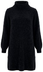 Ulla Popken 854602 Vestido de malha de manga comprida com gola alta Preto