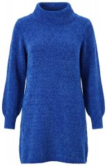 Ulla Popken 854602 Vestido de malha de manga comprida com gola alta Azul