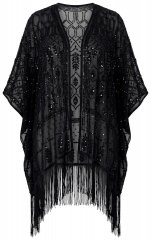 Ulla Popken 855134 Casaco de lantejoulas Preto