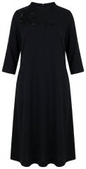 Ulla Popken 855373 Vestido de jersey estampado Preto