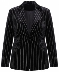 Ulla Popken 855499 Blazer de veludo com strass Preto