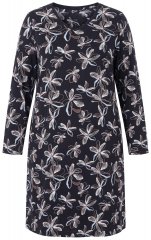 Ulla Popken 856129 Camisa de noite floral em algodão orgânico Preto