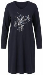 Ulla Popken 856132 Camisa de noite floral Preto