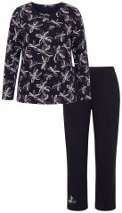 Ulla Popken 856134 Pijama com flores Preto