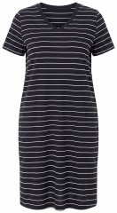 Ulla Popken 856135 Camisa de noite às riscas em algodão orgânico Preto