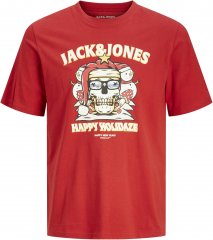 Jack & Jones XMAS Christmas Skull T-Shirt Red