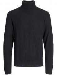 Jack & Jones Pannel Roll Neck Knit Pullover Black