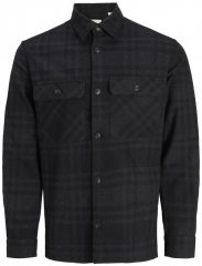 Jack & Jones Rayle Melange Check Long Sleeve Overshirt Black Beauty