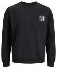 Jack & Jones JCOFILO Crew Neck Sweater with Back Print Black