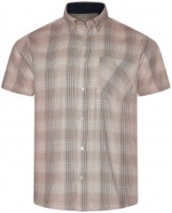 Kam Jeans 6382 Camisa Xadrez Texturizada De Manga Curta Bege