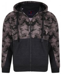 Kam Jeans 7036 Camo Print Full Zipper Hoodie Charcoal