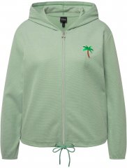 Ulla Popken Drawstring Hem Zip-Up Hoodie Light Green