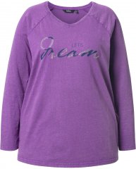 Ulla Popken Dream Rhinestone Lettering Long Sleeve Tee Light Plum
