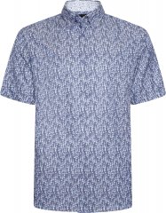 Kam Jeans P032 Premium Floral Short Sleeve Shirt Blue