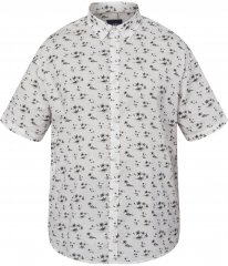 North Latitude 61111 Camisa de Linho Estampada Manga Curta Branco