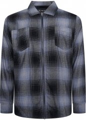 Kam Jeans 6354 Zip Through Check Shirt Charcoal