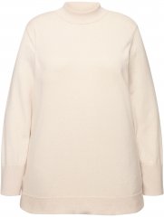 Ulla Popken Long Sleeves Mock Turtleneck Sweater Nature Melange
