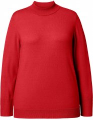 Ulla Popken Long Sleeves Mock Turtleneck Sweater Salsa Red
