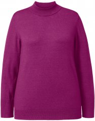 Ulla Popken Long Sleeves Mock Turtleneck Sweater Berry