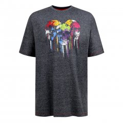 D555 Coalville T-Shirt Skulls with Colored Drips Navy Twist