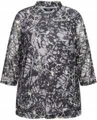 Ulla Popken Mesh Butterfly Wing Layered Tee Black