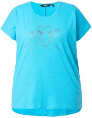 Ulla Popken Metallic Animal Cap Sleeve Graphic Tee Deep Aqua
