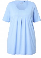 Ulla Popken Essential Front Pleat Tee Light Blue